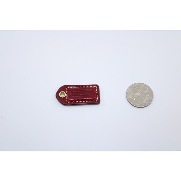 Coach Accessories - A0 Authentic 1.5" Small COACH Dark Red Leather Key Gold Hardware Charm Hang Tag